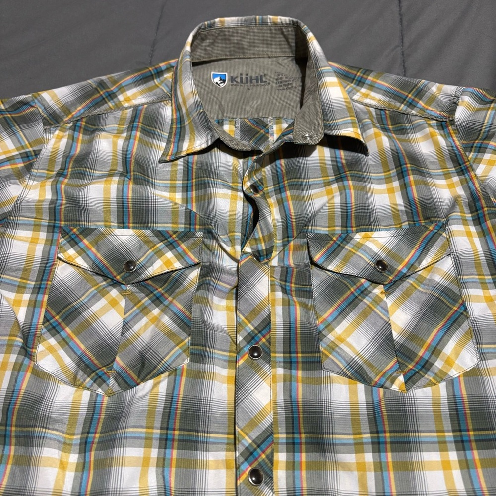 Kuhl Ion X Men's Pearl Sanp Plaid Short Sleeve Western Outdoor button‎ Shirt - S - Picture 10 of 12